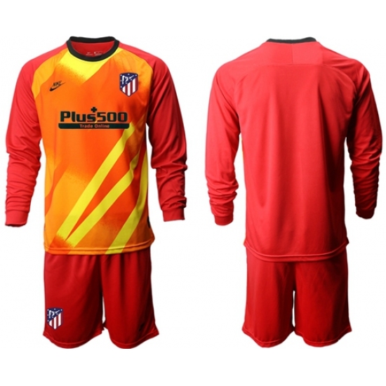 Atletico Madrid Blank Red Goalkeeper Long Sleeves Soccer Club Jersey