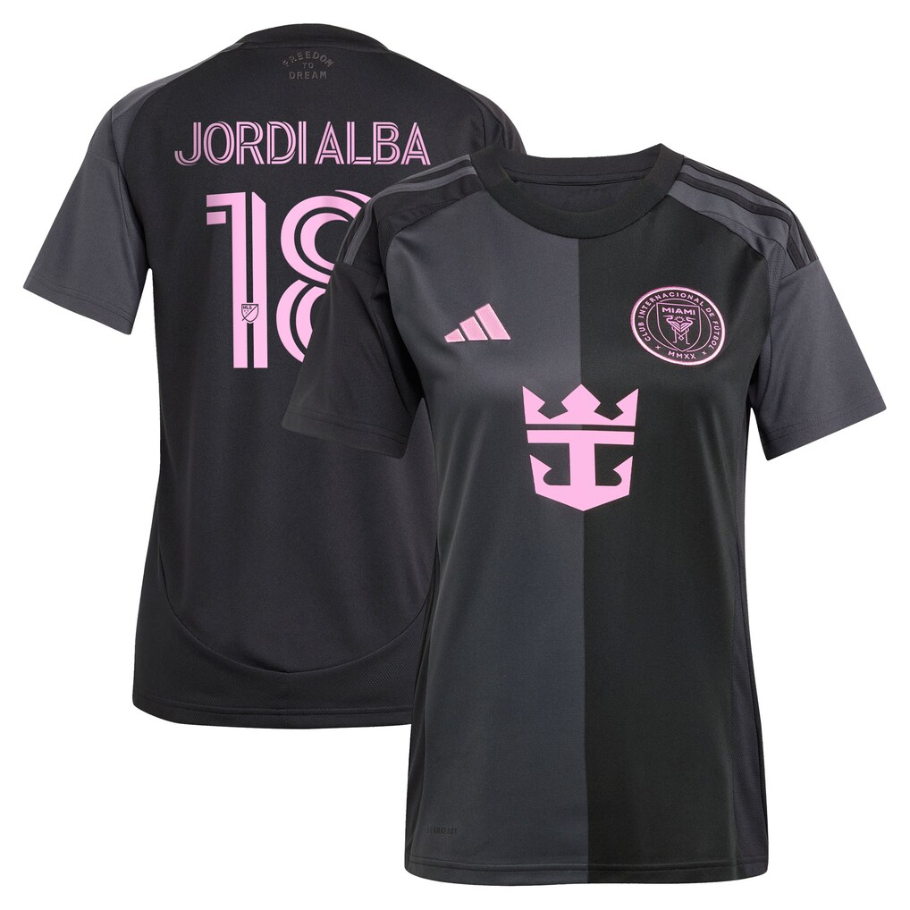 Women's Inter Miami CF Jordi Alba Ramos adidas Black 2025 The Fortitude Kit Replica Player Jersey - Ujersey