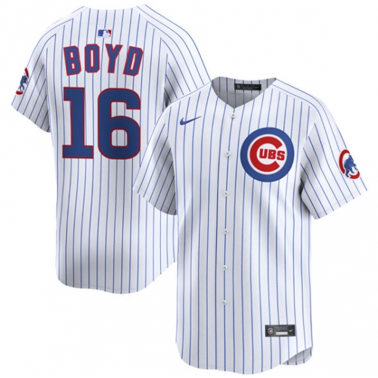 Men's Chicago Cubs #16 Matthew Boyd White Home Limited Stitched Baseball Jersey - Ujersey
