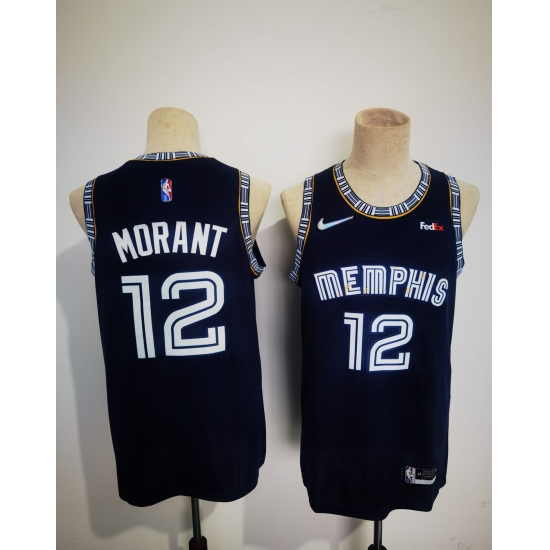 Men's Memphis Grizzlies #12 Ja Morant 2021 Navy Swingman Stitched Basketball Jersey - Ujersey