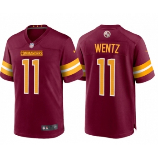 Men's Washington Commanders #11 Carson Wentz Red Burgundy Stitched Jersey Trade - Ujersey