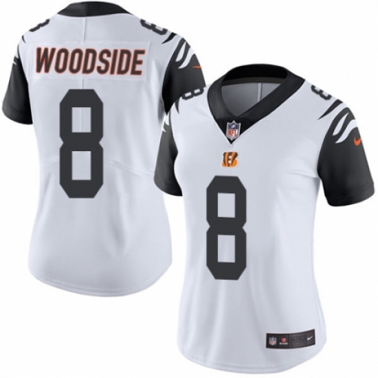 Women's Nike Cincinnati Bengals #8 Logan Woodside Limited White Rush Vapor Untouchable NFL Jersey - Ujersey