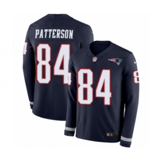 Men's Nike New England Patriots #84 Cordarrelle Patterson Limited Navy Blue Therma Long Sleeve NFL Jersey - Ujersey
