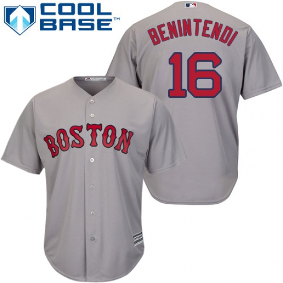 Youth Majestic Boston Red Sox #16 Andrew Benintendi Replica Grey Road Cool Base MLB Jersey - Ujersey