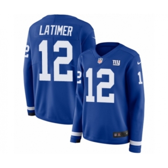 Women's Nike New York Giants #12 Cody Latimer Limited Royal Blue Therma Long Sleeve NFL Jersey - Ujersey