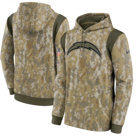 Men's Los Angeles Chargers Nike Camo 2021 Salute To Service Therma Performance Pullover Hoodie - Ujersey