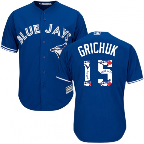 Men's Majestic Toronto Blue Jays #15 Randal Grichuk Authentic Blue Team Logo Fashion MLB Jersey - Ujersey