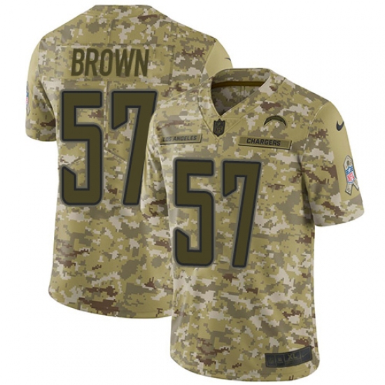Youth Nike Los Angeles Chargers #57 Jatavis Brown Limited Camo 2018 Salute to Service NFL Jersey - Ujersey