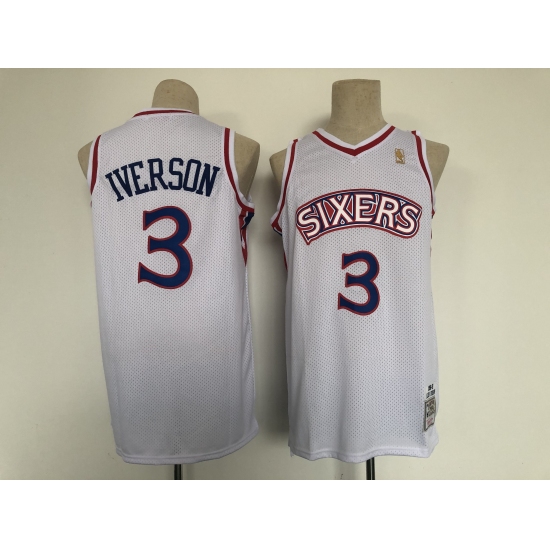 Men's Philadelphia 76ers #3 Dana Barros White Throwback Basketbal Jersey - Ujersey