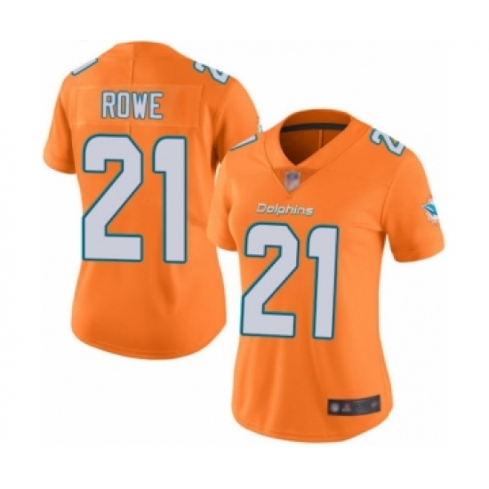 Women's Miami Dolphins #21 Eric Rowe Limited Orange Rush Vapor Untouchable Football Jersey - Ujersey