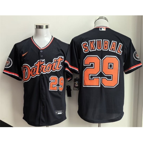 Men's Detroit Tigers #29 Tarik Skubal 2026 Navy Alternate Stitched Baseball Jersey - Ujersey