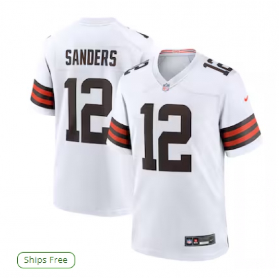 Men's Cleveland Browns #12 Shedeur Sanders Nike White 2025 NFL Draft Game Jersey - Ujersey
