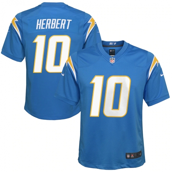 Youth Los Angeles Chargers #10 Justin Herbert Nike Powder Blue 2020 NFL Draft First Round Pick Game Jersey.webp - Ujersey