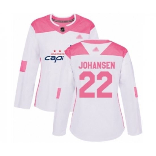 Women's Washington Capitals #22 Lucas Johansen Authentic White  Pink Fashion Hockey Jersey - Ujersey