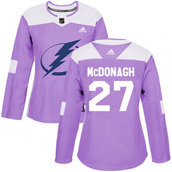 Women's Adidas Tampa Bay Lightning #27 Ryan McDonagh Authentic Purple Fights Cancer Practice NHL Jersey - Ujersey