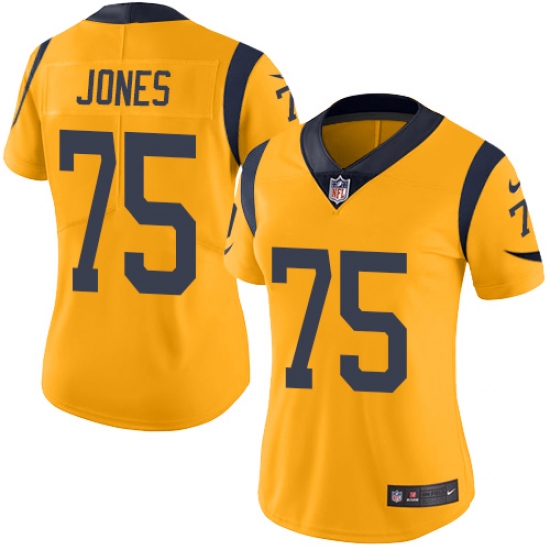 Women's Nike Los Angeles Rams #75 Deacon Jones Limited Gold Rush Vapor Untouchable NFL Jersey - Ujersey