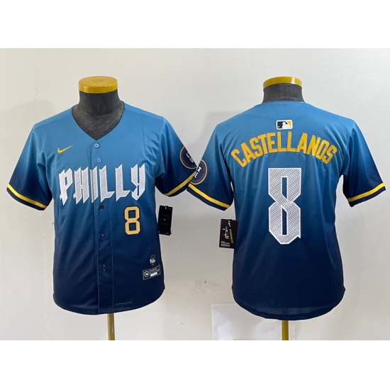 Women's Philadelphia Phillies #8 Nick Castellanos Blue 2024 City Connect Limited Stitched Jersey - ujerseystore