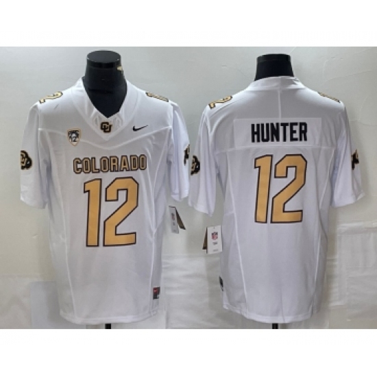 Men's Colorado Buffaloes #12 Travis Hunter White 2023 F.U.S.E. Stitched Football Jersey - Ujersey