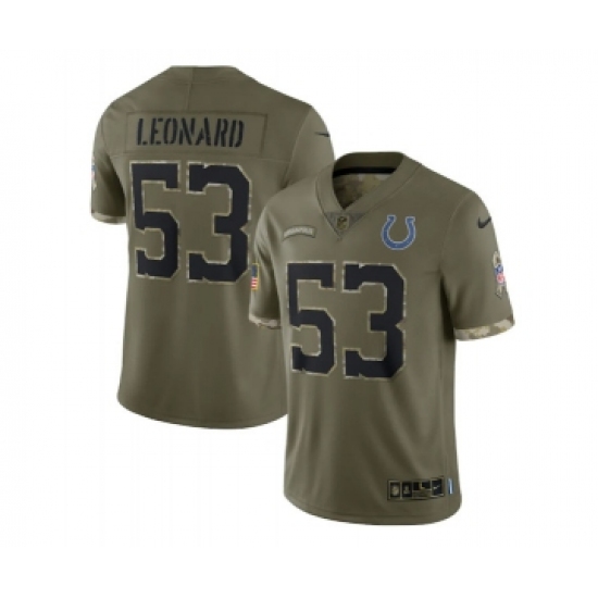 Men's Indianapolis Colts #53 Shaquille Leonard 2022 Olive Salute To Service Limited Stitched Jersey - Ujersey