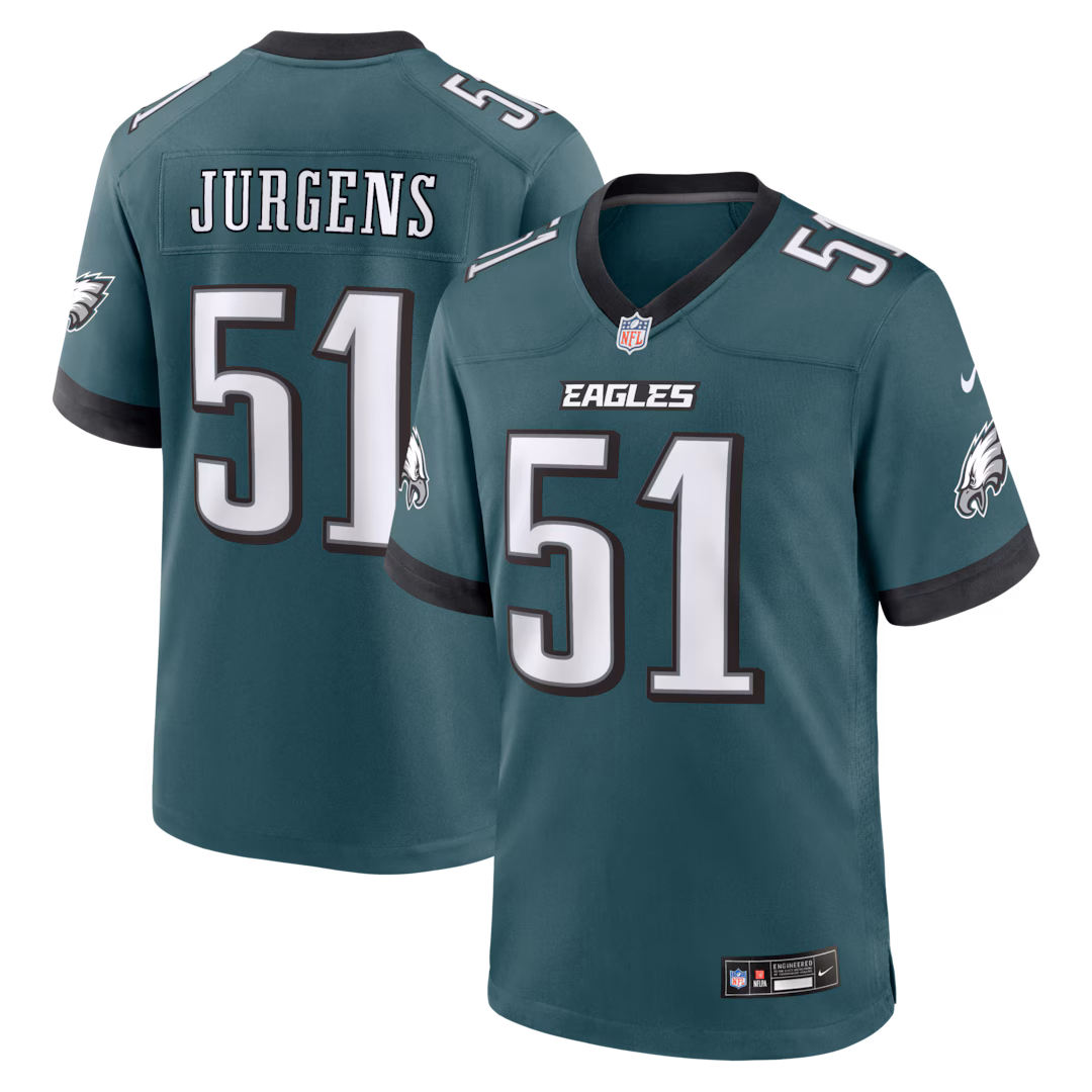 Men's Philadelphia Eagles Cam Jurgens Nike Midnight Green Team Game Jersey