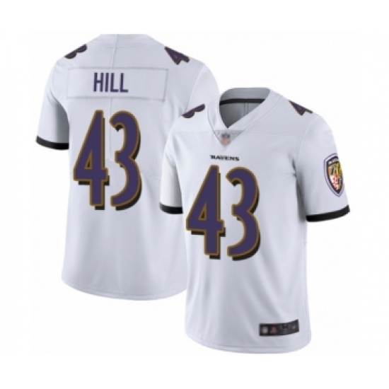 Youth Baltimore Ravens #43 Justice Hill White Vapor Untouchable Limited Player Football Jersey - Ujersey