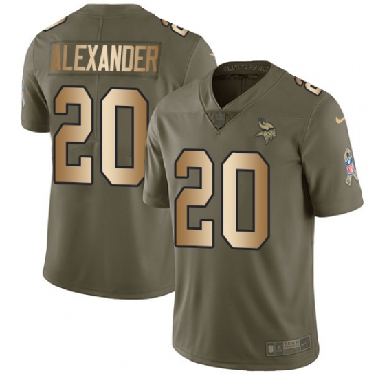 Men's Nike Minnesota Vikings #20 Mackensie Alexander Limited Olive/Gold 2017 Salute to Service NFL Jersey - Ujersey