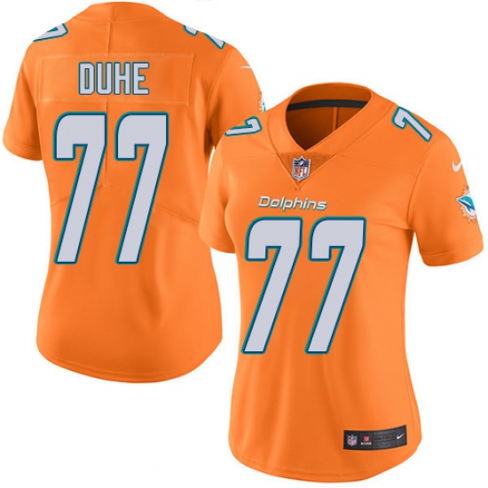 Women's Nike Miami Dolphins #77 Adam Joseph Duhe Limited Orange Rush Vapor Untouchable NFL Jersey - Ujersey