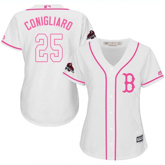 Women's Majestic Boston Red Sox #25 Tony Conigliaro Authentic White Fashion 2018 World Series Champions MLB Jersey - Ujersey