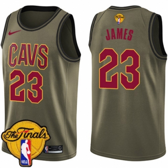 Men's Nike Cleveland Cavaliers #23 LeBron James Swingman Green Salute to Service 2018 NBA Finals Bound NBA Jersey - Ujersey