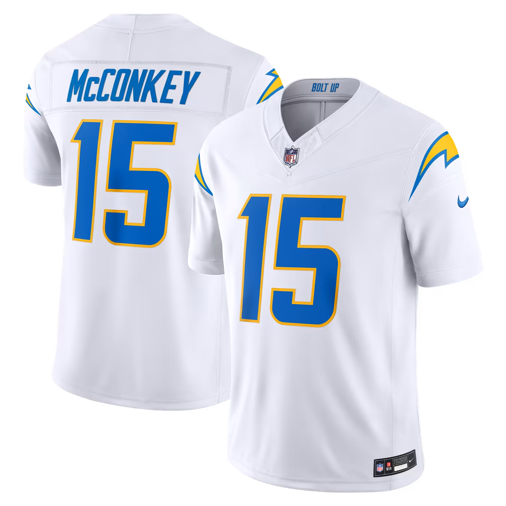 Men's Los Angeles Chargers Ladd McConkey Nike White Alternate Vapor F.U.S.E. Stitched Limited Jersey - U-jersey