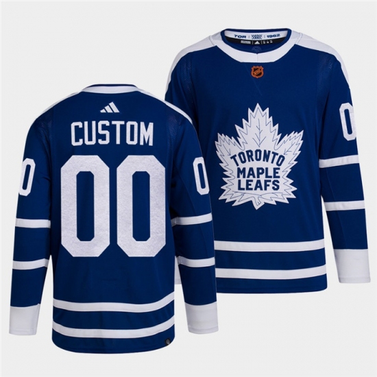 Men's Toronto Maple Leafs Black Custom Blue 2022 Reverse Retro Stitched Jersey - Ujersey