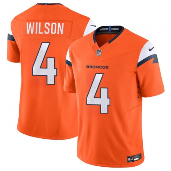 Men's Denver Broncos #4 Zach Wilson Orange 2024 F.U.S.E. Vapor Limited Football Stitched Jersey - Ujersey