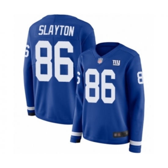 Women's New York Giants #86 Darius Slayton Limited Royal Blue Therma Long Sleeve Football Jersey - Ujersey
