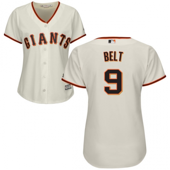 Women's Majestic San Francisco Giants #9 Brandon Belt Replica Cream Home Cool Base MLB Jersey