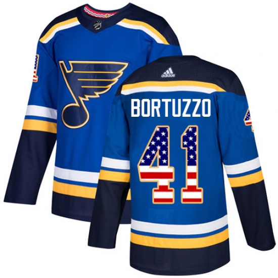 Youth Adidas St. Louis Blues #41 Robert Bortuzzo Authentic Blue USA Flag Fashion NHL Jersey - Ujersey