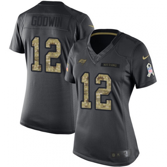 Women's Nike Tampa Bay Buccaneers #12 Chris Godwin Limited Black 2016 Salute to Service NFL Jersey - Ujersey