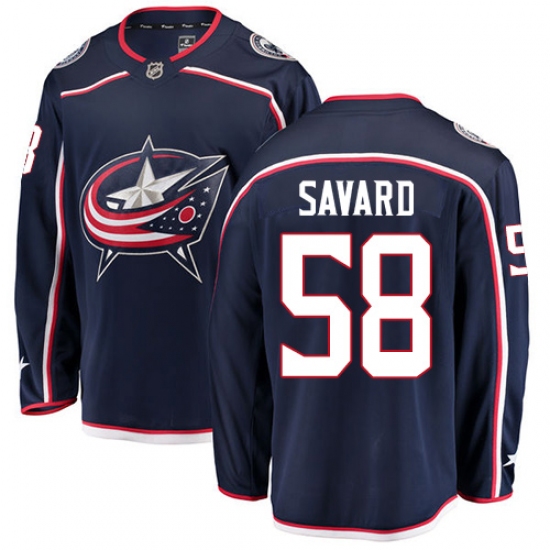Men's Columbus Blue Jackets #58 David Savard Fanatics Branded Navy Blue Home Breakaway NHL Jersey - Ujersey
