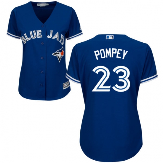 Women's Majestic Toronto Blue Jays #23 Dalton Pompey Authentic Blue Alternate MLB Jersey - Ujersey