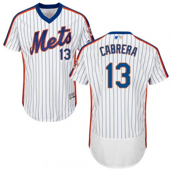 Men's Majestic New York Mets #13 Asdrubal Cabrera White Alternate Flex Base Authentic Collection MLB Jersey - Ujersey
