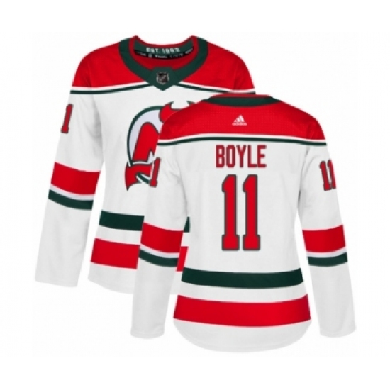 Women's Adidas New Jersey Devils #11 Brian Boyle Authentic White Alternate NHL Jersey - Ujersey