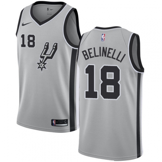 Youth Nike San Antonio Spurs #18 Marco Belinelli Swingman Silver NBA Jersey Statement Edition