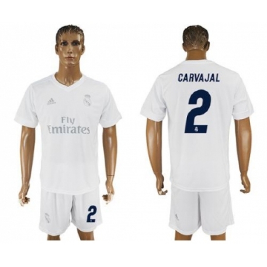 Real Madrid #2 Carvajal Marine Environmental Protection Home Soccer Club Jersey