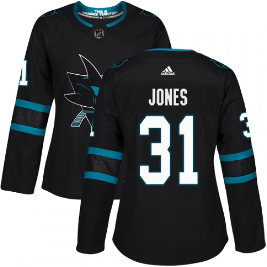 Women's Adidas San Jose Sharks #31 Martin Jones Premier Black Alternate NHL Jersey - Ujersey