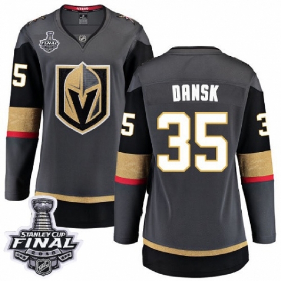 Women's Vegas Golden Knights #35 Oscar Dansk Authentic Black Home Fanatics Branded Breakaway 2018 Stanley Cup Final NHL Jersey - Ujersey