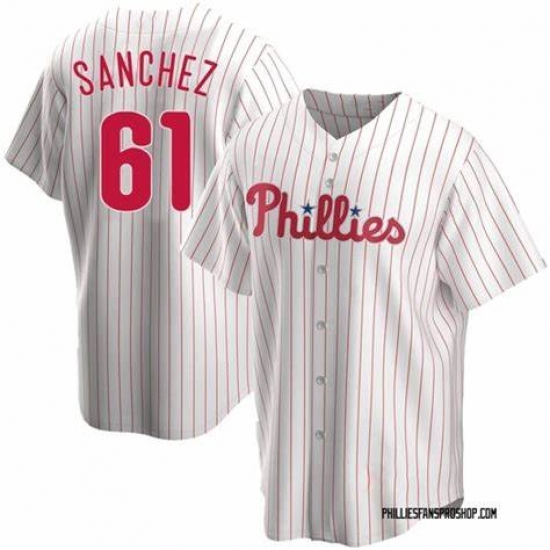 Men's Philadelphia Phillies #61 Cristopher Sanchez White Cool Base Stitched Baseball Jersey - Ujersey