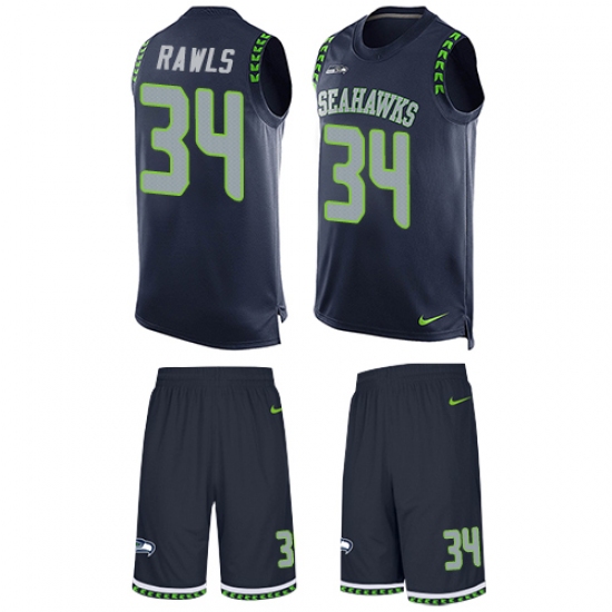 Men's Nike Seattle Seahawks #34 Thomas Rawls Limited Steel Blue Tank Top Suit NFL Jersey - Ujersey