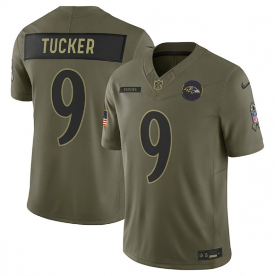 Men's Baltimore Ravens #9 Justin Tucker Olive 2025 F.U.S.E. Salute to Service Limited Football Stitched Jersey - Ujersey