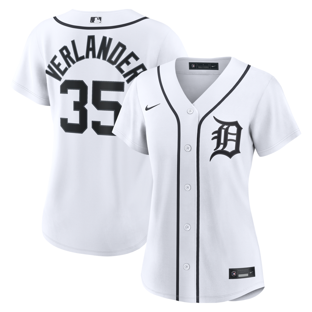 Women's Detroit Tigers Justin Verlander Nike White Home Replica Jersey