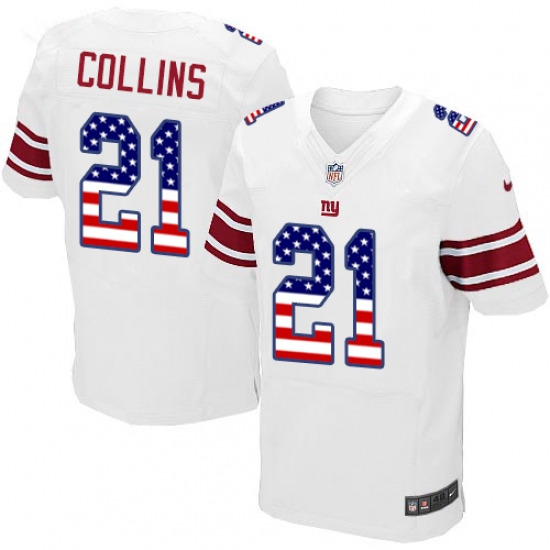 Men's Nike New York Giants #21 Landon Collins Elite White Road USA Flag Fashion NFL Jersey - ujerseystore