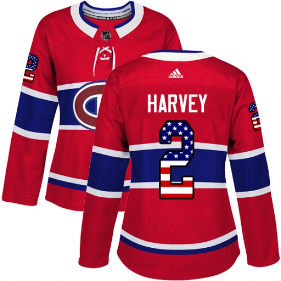 Women's Adidas Montreal Canadiens #2 Doug Harvey Authentic Red USA Flag Fashion NHL Jersey - Ujersey
